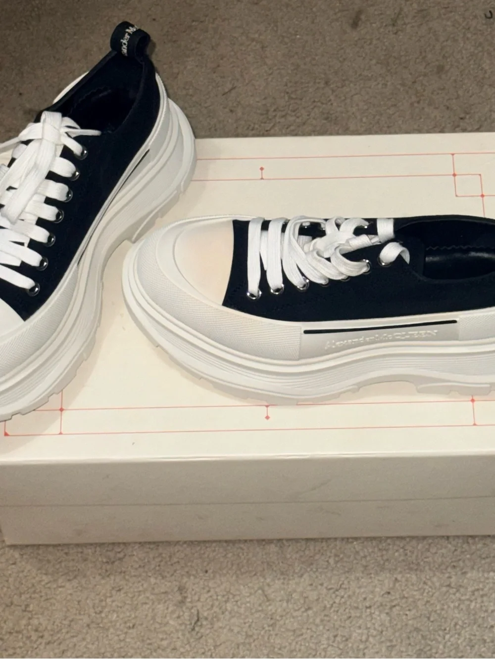 Alexander McQUEEN Black & White Platform Lace-Up Sneakers